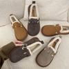 Korean Version 2025 Winter Velvet Warm Snow Cotton Shoes Round Head Thick Sole Shallow Mouth One Pedal Lazy Loafer Cotton Shoes