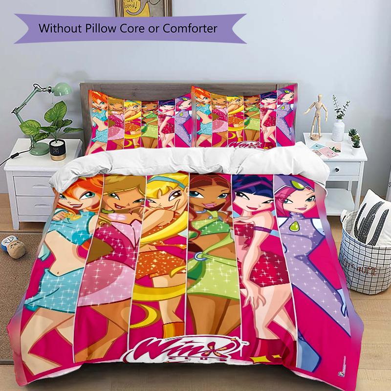 Winx Club Friendship Print 3Pcs Bedding Setduvet Cover With 2 Bedropillowcase Home Birthday Gift