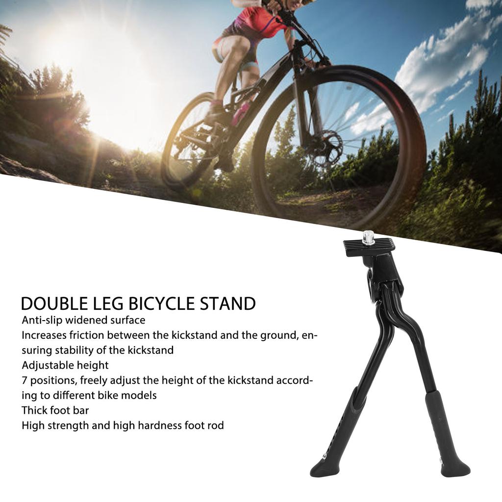 Cent Mount Double Leg Bike Kickstand with 7 Holes Height Adjustable Aluminum Alloy Double Leg Bicycle Stand