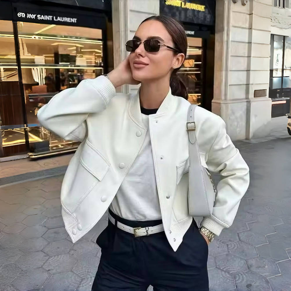 Dámská móda s kapsami Bomber Bunda Kabáty Vintage Dlouhý rukáv Přední Knoflíček Běžné Dámské Svrchní oděvy Elegantní topy