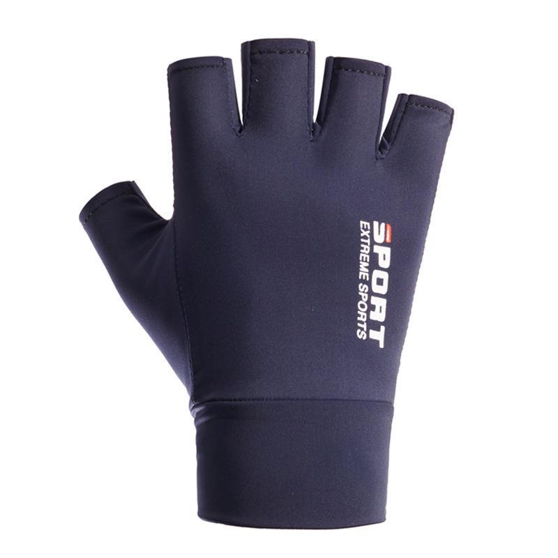 Sunscreen gloves Men's spring and summer sun protection Thin ice silk half-finger gloves Takeaway cycling Driving fishing
