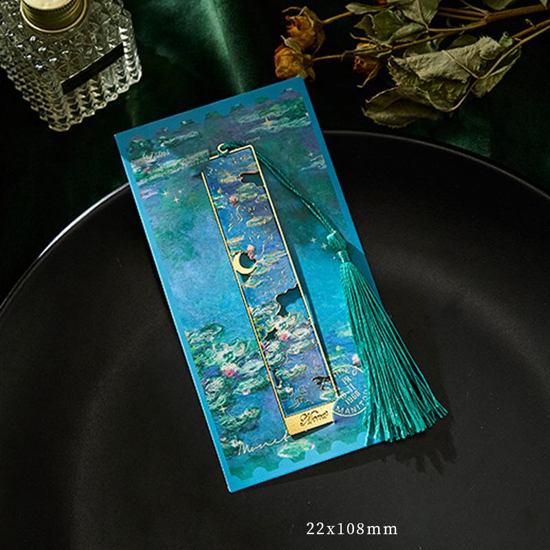 New Retro Floral Painting Hollow Metal Bookmark Bronzing Bookmark With Tassel Stationery Gifts For Book Club Reader