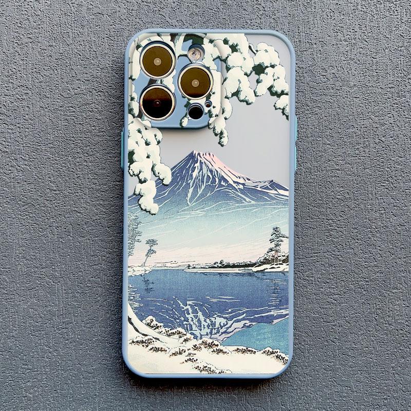 Cherry Japanese Phone Case for iPhone 16 15 14 13 12 11 Pro Max Mini SE 7 8 Plus XR XS X Mount Fuji Shockproof Back Cover Cases