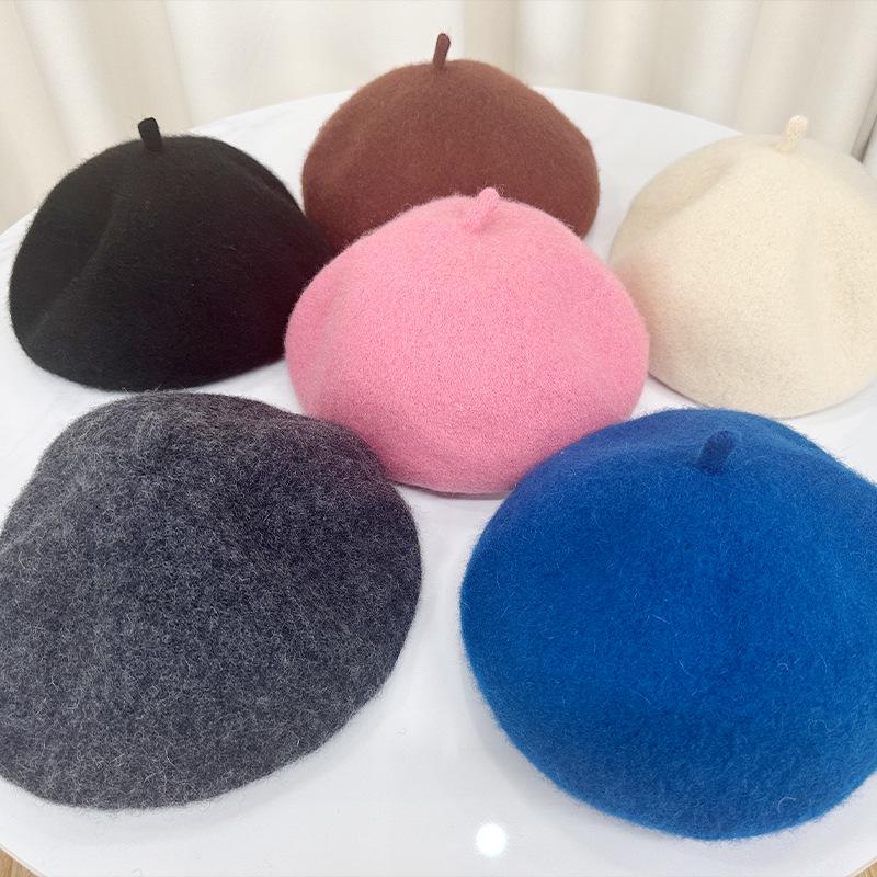 Korean Style Women's Wool Knit Beret – Warm Retro Octagonal Hat
