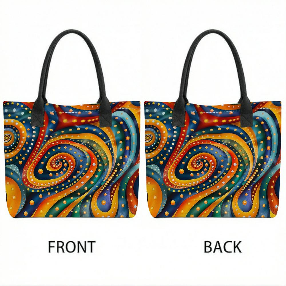  Colorful Spiral Print Tote Bag Large Capacity Casual Daily Shoulder Bag For Women Shopping Travel Use