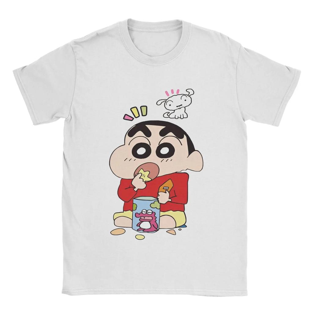 Crayon Shinchan Shiro Anime T Shirts Unisex Unisexs 100 Cotton Novelty Tshirts Crew Neck Tees Short Sleeve Tops Party