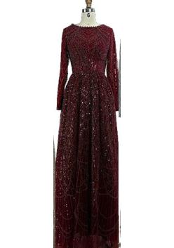 Abendkleid 1011 Frühling und Sommer Neu Europäischer und Amerikanischer Paillettenrock Weiblichkeit Gesellschaftsdame Süß Schlank Langärmeliges Kleid