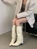 Spice Girl Style Pointed Head Thick Heel But Knee Boots Women's Fashion Temperament Thin Trouser Boots Western Cowboy Knight Boots
