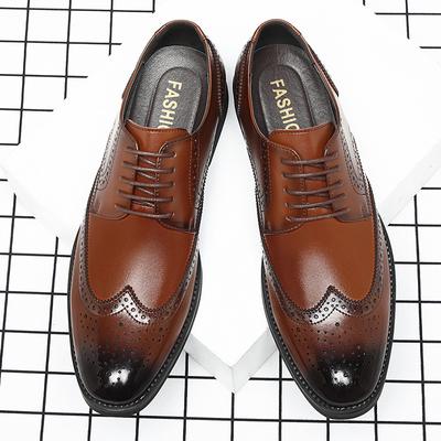 Dress Leather Shoes Brock Men's Shoes Cowhide British Pointed Breathable Men's Shoes Wedding Shoes 2025