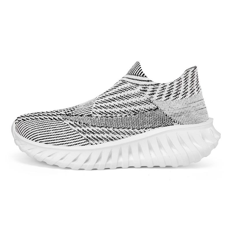 Large Size 46 New One-pedal Socks Shoes, Lightweight Shock-absorbing and Versatile Couple Casual Shoes, Breathable Fly-woven Single Shoes