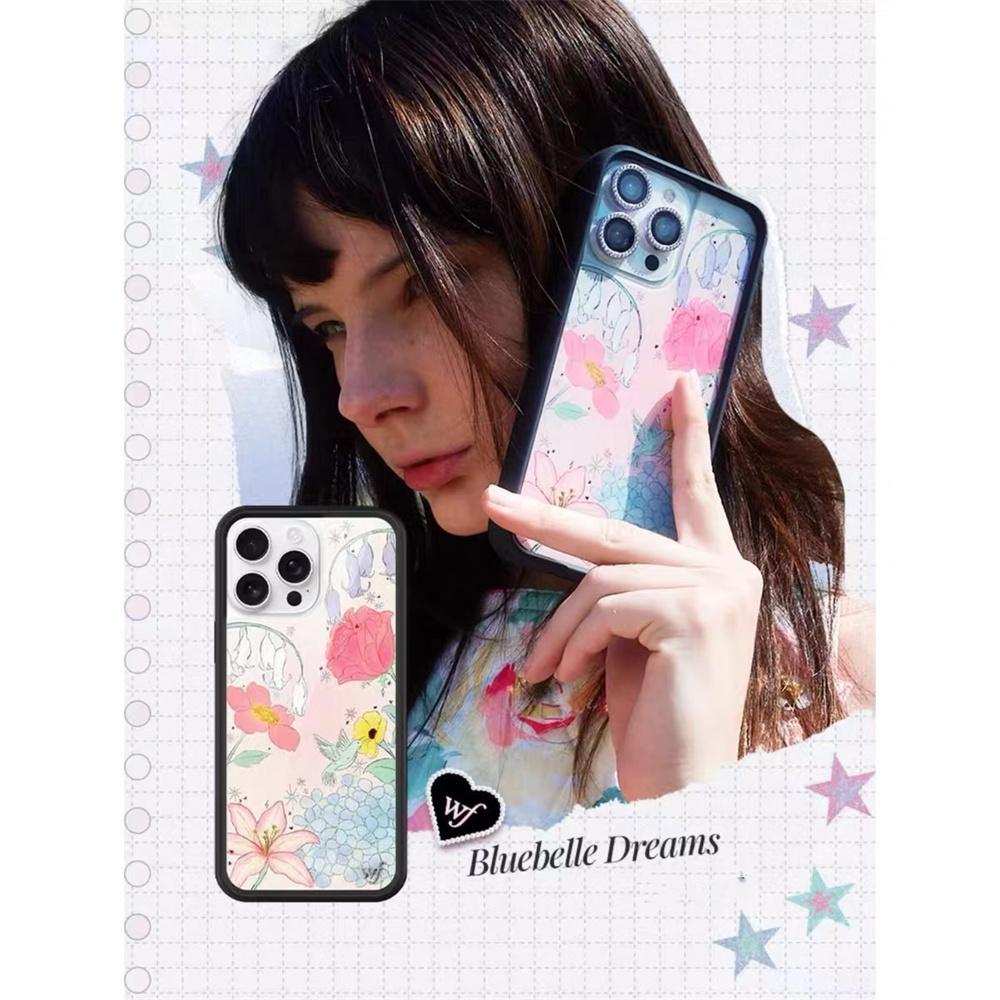 Custodia Telefono Fiori di Campo Campanula Sogni Ciliegio Per iPhone 17 16Pro Max 15plus 14 12 13 Lila Muschio Sogni Cuori Copertura Poker 3D WF