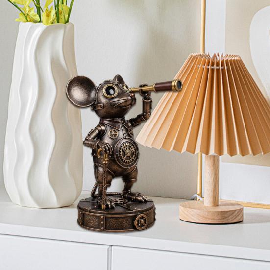 Steampunk Animal Explorer Statue Vintage Animal Desk Figurine Animal Sculpture with Gear