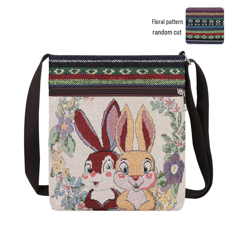 Ethnic Elephant & Butterfly Embroidered Crossbody Bag - Women's Cultural Canvas Shoulder Accessory