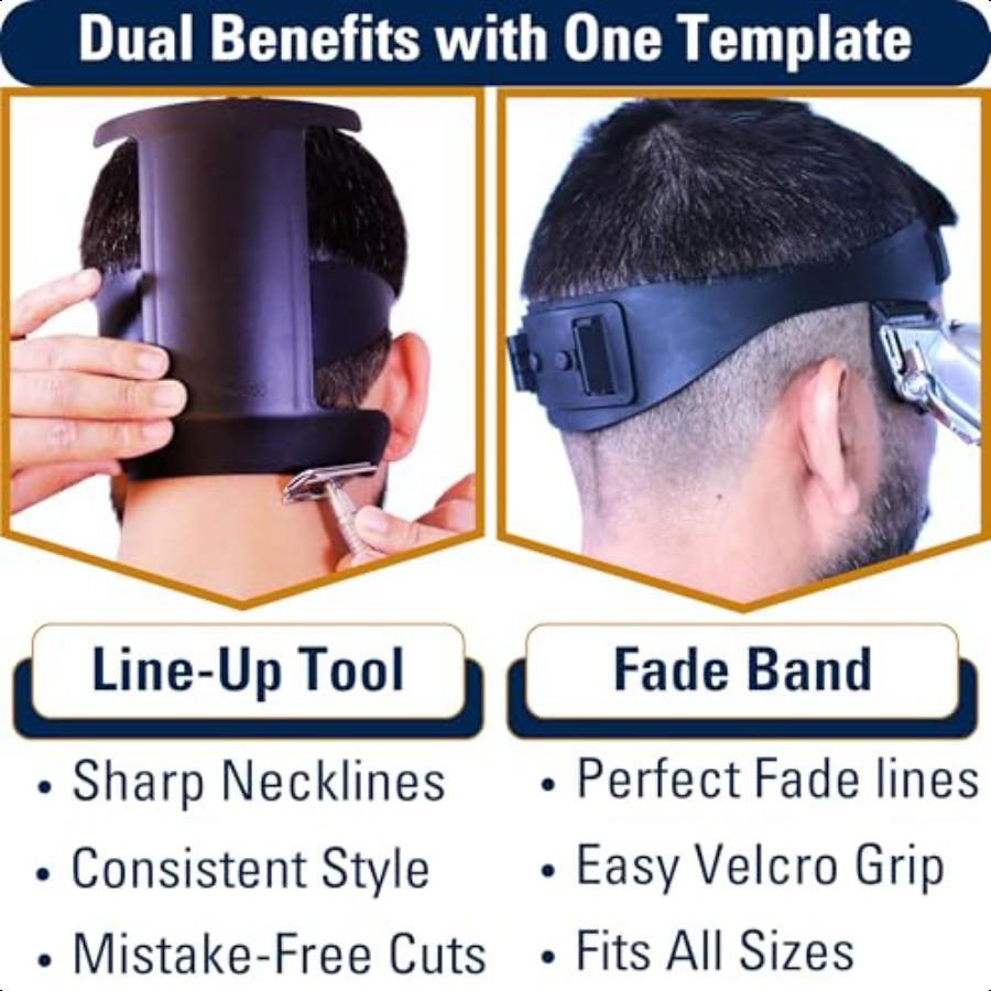 

Набор для самостоятельной стрижки для мужчин 2 шт. Направляющая SelfCut для мужчин: Шаблон для бритья шеи, направляющая для фейда, регулируемый размер, инструмент для фейда волос, стабильный United States