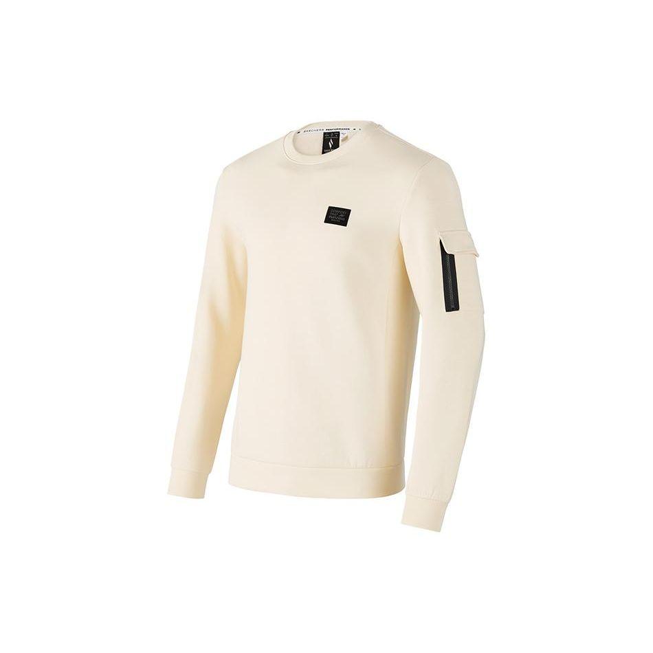 Skechers Performance Color Block Crew Neck Knit Pullover Sweatshirt Men sweatshirt Off-White P124M006-02SB M