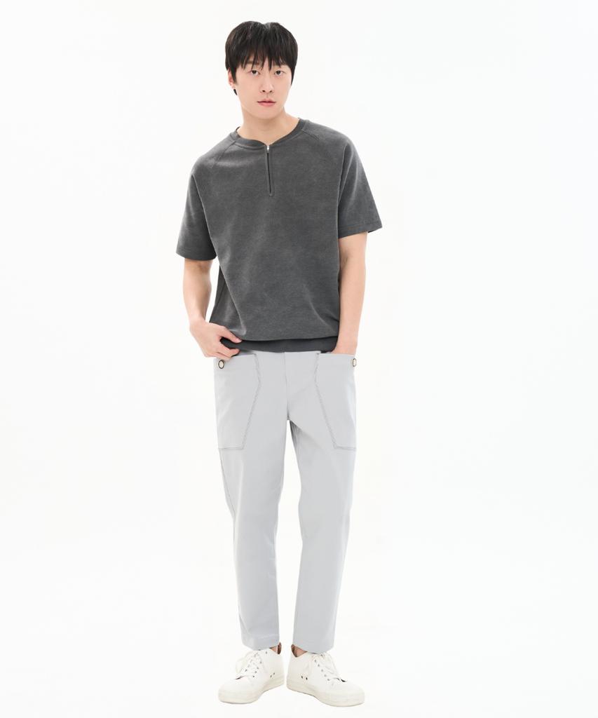 CUSTOMUS Men'S 10-Count Oxford Unique Slim Fit Elastic Waist Pants Cxs25Fwpt919 Gry