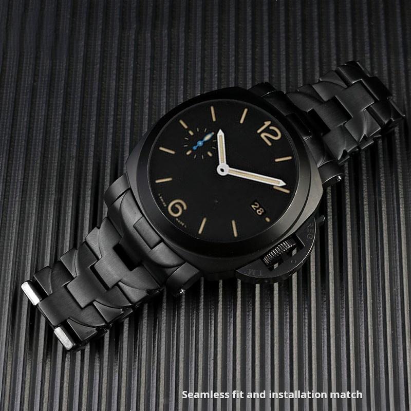 22mm 24mm Curved End Solid Stainless Steel Watch Chain for Panerai Strap PAM01441 PAM01316 PA111metal Watchband For Men Bracelet