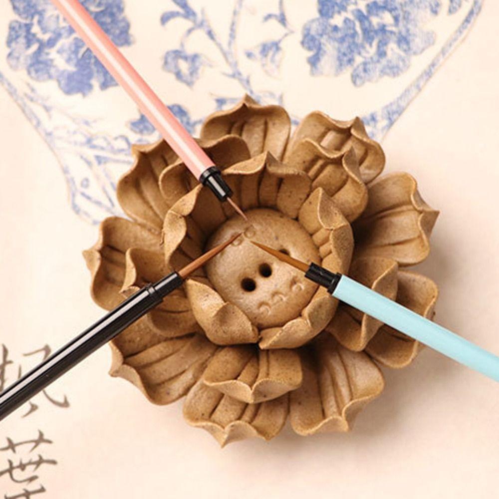 3pcs Slim Detail Paint Brush Soft Hair Drawing Brush Manicure Tool Hook Line Brush  Chinese Painting