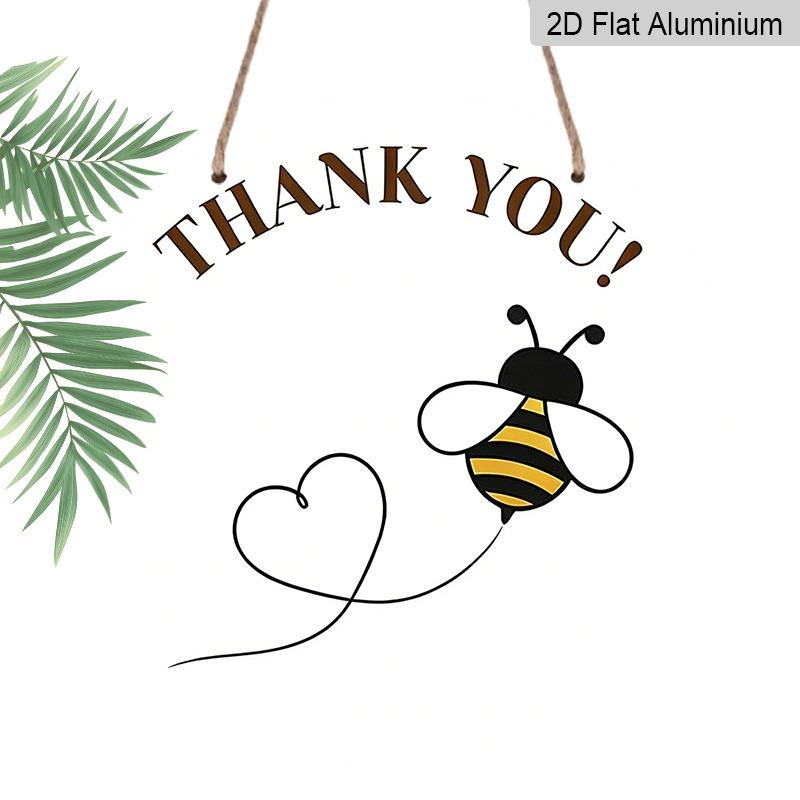 2D Flat Retro Aluminum Wall Stickers, Available In Multiple Sizes. Bee-themed Thank-you Pendant, with A Simple, Artistic Design, Making It A Perfect