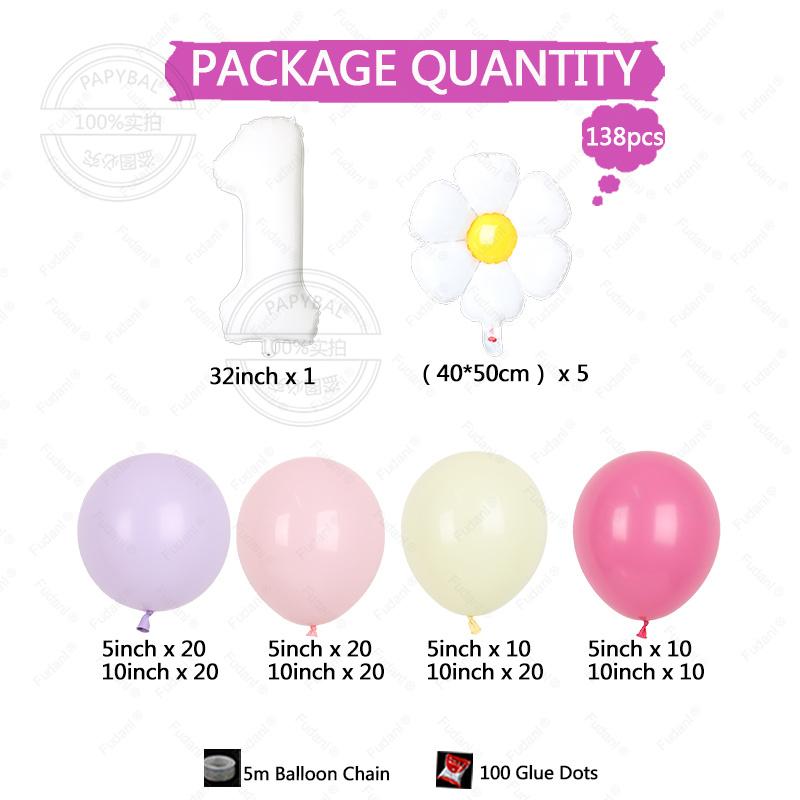 New Macaron Series Flower Balloon Chain Set Birthday Party Wedding Decoration Fresh Sunflower Daisy Balloon Venue Decoration