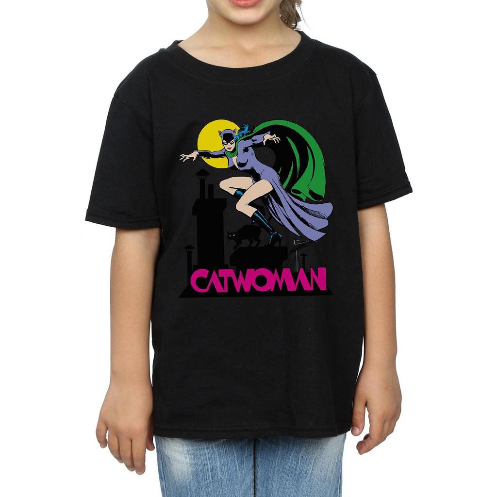 DC Comics Girls Catwoman Text Logo Cotton T-Shirt
