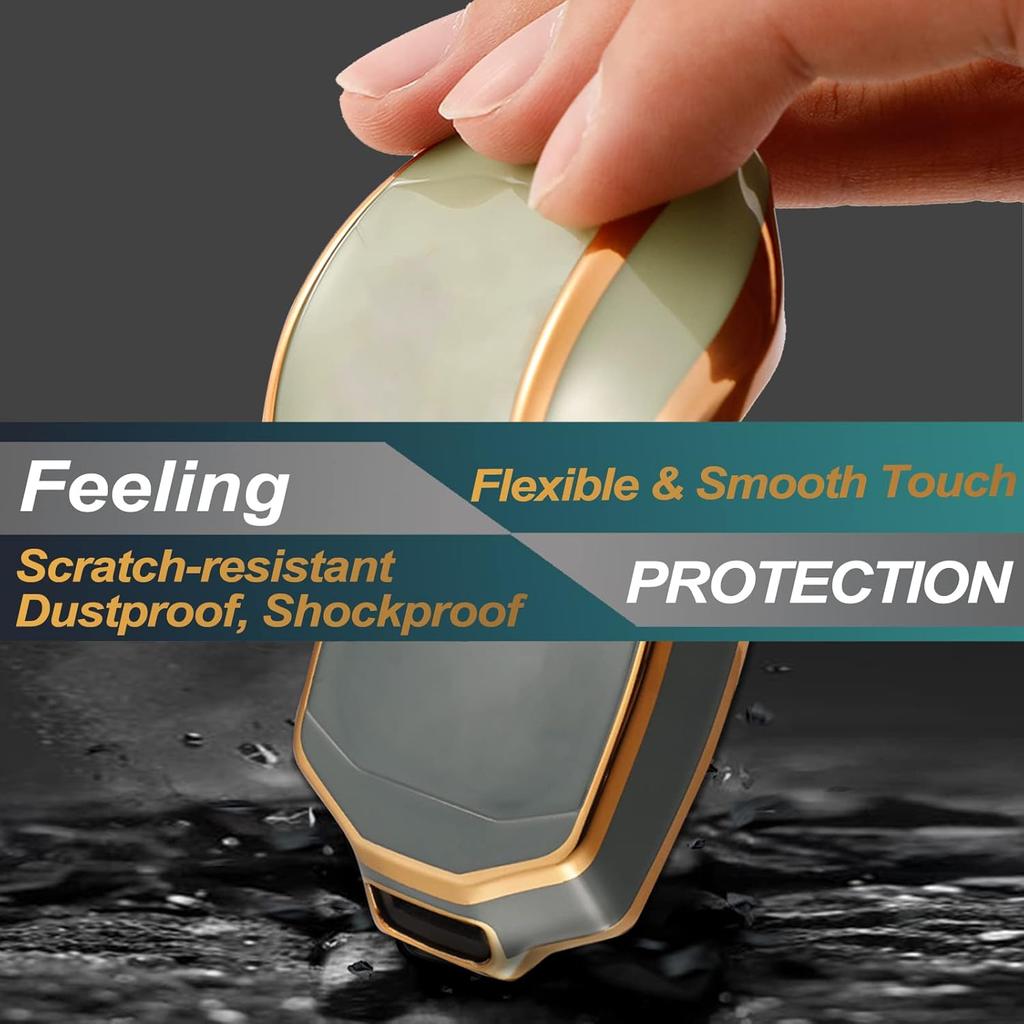 FEYOUN Key Fob Cover Compatible With Buick Encore Chevy Chevrolet Camaro Equinox Impala Sonic Trax GMC Terrain Flip 4 Buttons TPU Remote Keyless Key