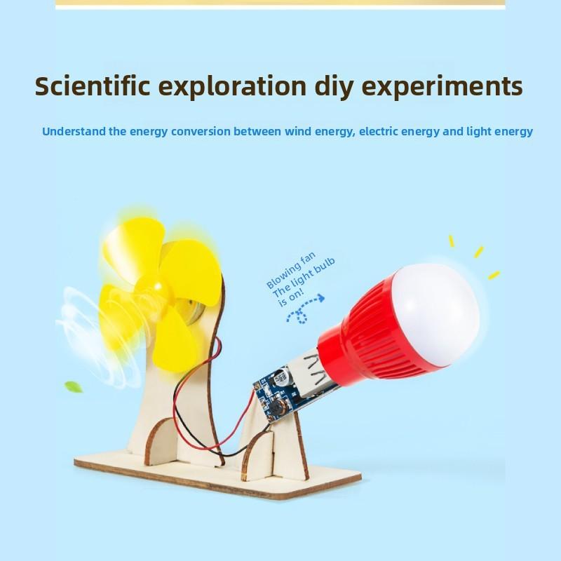 Wooden Handmade Assembled Wind Power Experimental Set Children Puzzle Toys For Kids Educational Physics