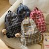 Plecak w kratę w stylu koledżowym dla ucznia gimnazjum, lekki plecak szkolny podróżny o dużej pojemności