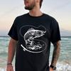 Retro Fish Fishing Print T-shirt Men Summer Breathable Tee T-Shirts Beach Vacation Casual Shirts Fisherman Gift Oversized Tops