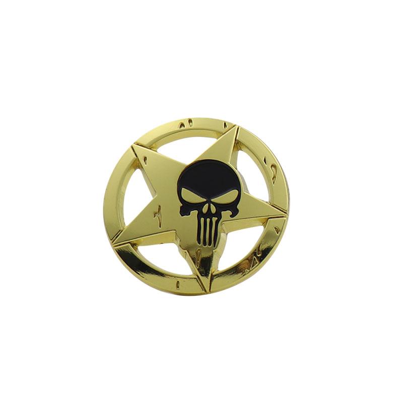 Premium Rotondo Stella a cinque punte Teschio Mente Geniale per Moto Auto Casco Racing Laptop auto Cofano Motore Parafango Coda Posteriore Decalcomania Emblema Distintivo Adesivo