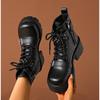Fashion Women Platform Ankle Boots Vintage Thick Bottom Lace Up British Motorcycle Booties Outdoor Designer Shoes Women Zapatos De Mujer