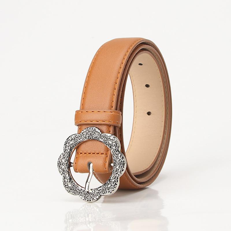 Damen Vintage Blumenmuster Pu-Gürtel Mit Legierungsschnalle Für Freizeit- Und Bürokleidung