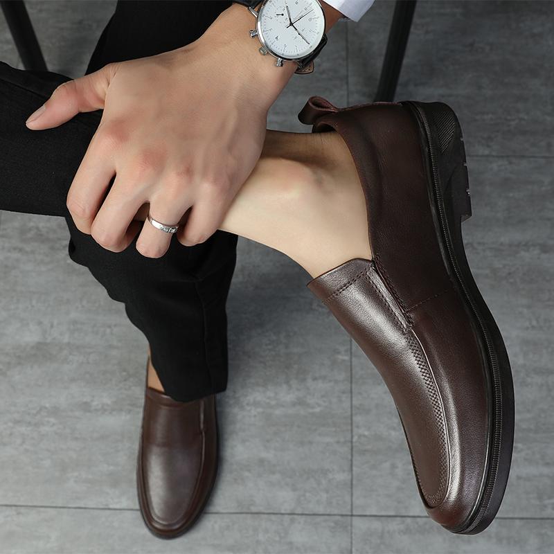 Fashion Comfortable Penny Driving Moccasin Men's Genuine Leather Loafers Slip-On Dress Shoes Casual Business Shoes for Men Classic Flats