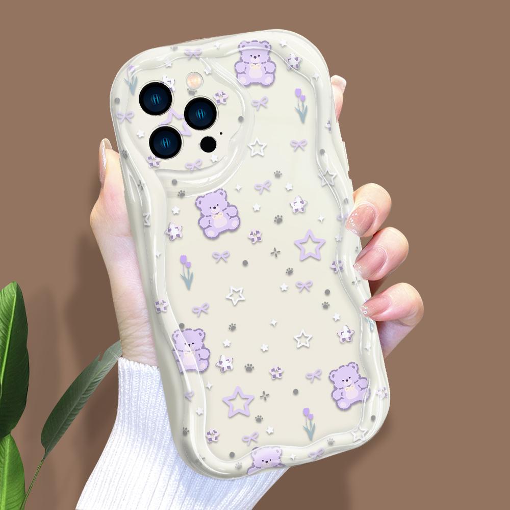 Cartoon Pattern Cream Texture Case Wavy Edge Mykt Silikondeksel Telefonveske til IPhone Samsung Huawei Honor Xiaomi Redmi Infinix Tecno