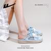 Wearing a bag head and half slippers, glacier blue pedal, refreshing summer new lazy shoes women