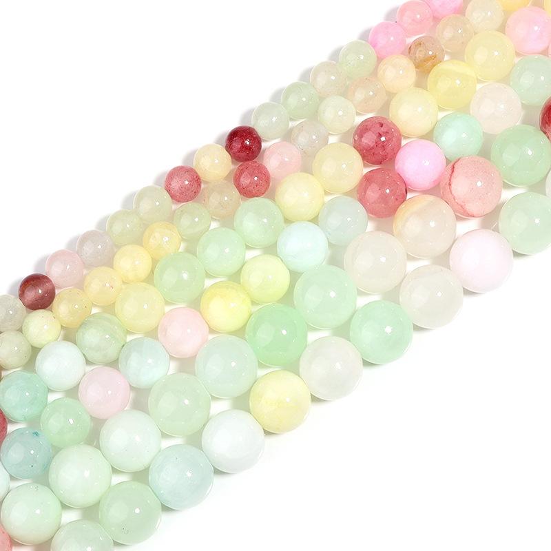 

Colorful Jades Natural Stone Beads 15 Strand Smooth Loose Spacer Beads 4/6/8/10/12mm for Jewelry Making DIY Bracelets Accessories Dia 6mm