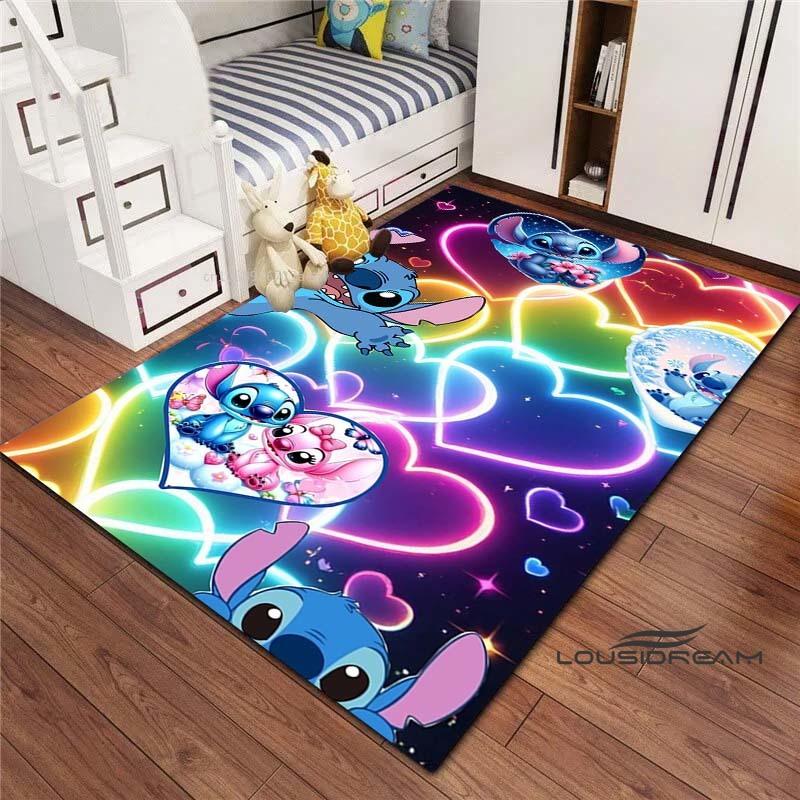 Tappeto Lilo & Stitch con Stampa Cartone Animato – Tappetino per Camera da Letto e Soggiorno / Tappeto Decorativo per Casa Antiscivolo di Grandi Dimensioni