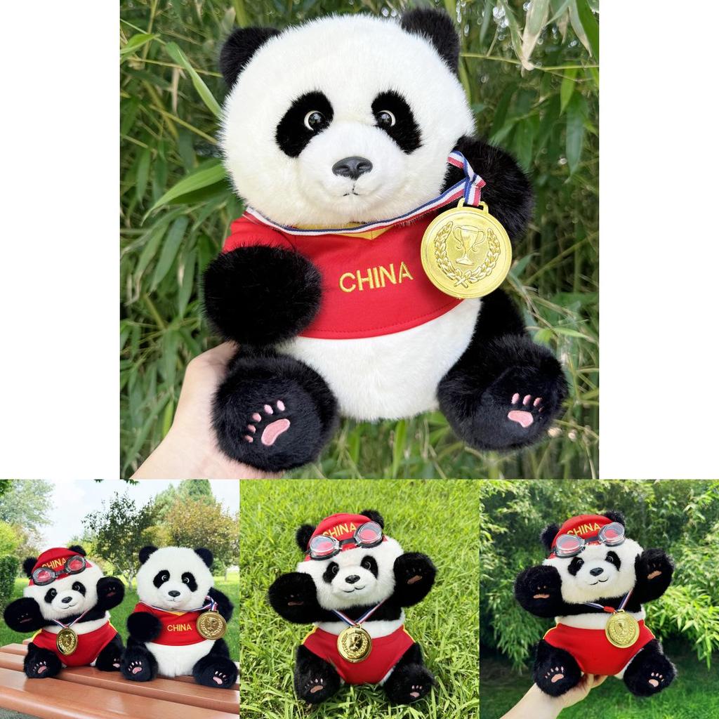 Entzückendes Champion Panda Plüschtier Realistisches Kuscheltier Weicher Plüsch 30cm