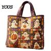 Katzenmotiv Wiederverwendbare Einkaufstasche Halloween Gesteppte Tragetasche, Kürbis Geist Aufdruck Schulter Leichte Pendler Tasche Polyester Handtasche für Freizeit