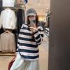 Autumn new lower clothes missing loose Korean chic chic top high-end striped long-sleeved T-shirt women