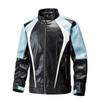 Bei Qiu 2024 Spring/Autumn Men's Color Block PU Leather Motorcycle Jacket