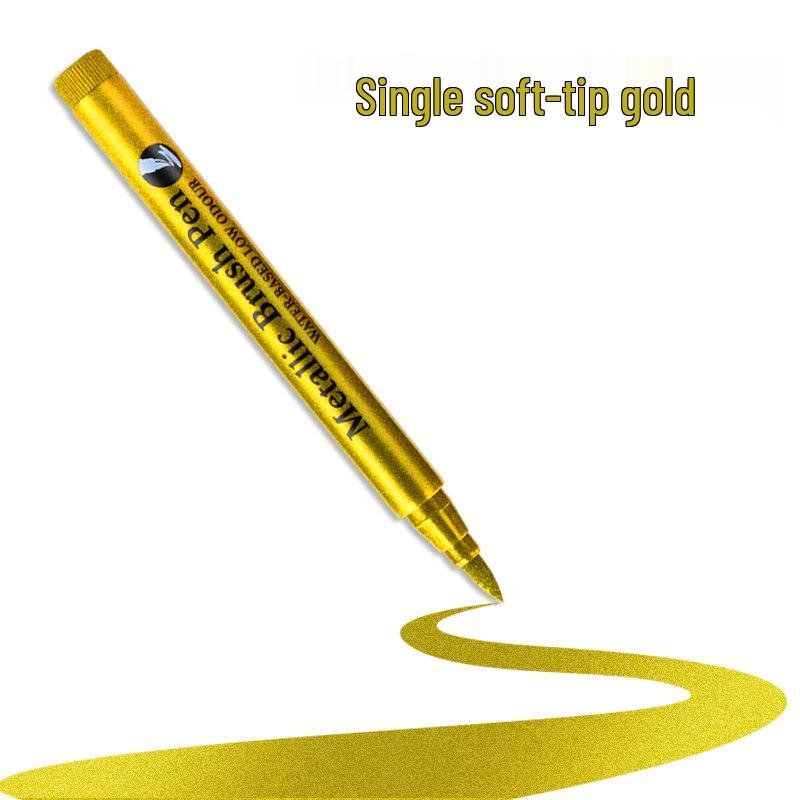 Metallic Gold & Silver Highlighter Pen - Waterproof Red & Graffiti Signature Marker