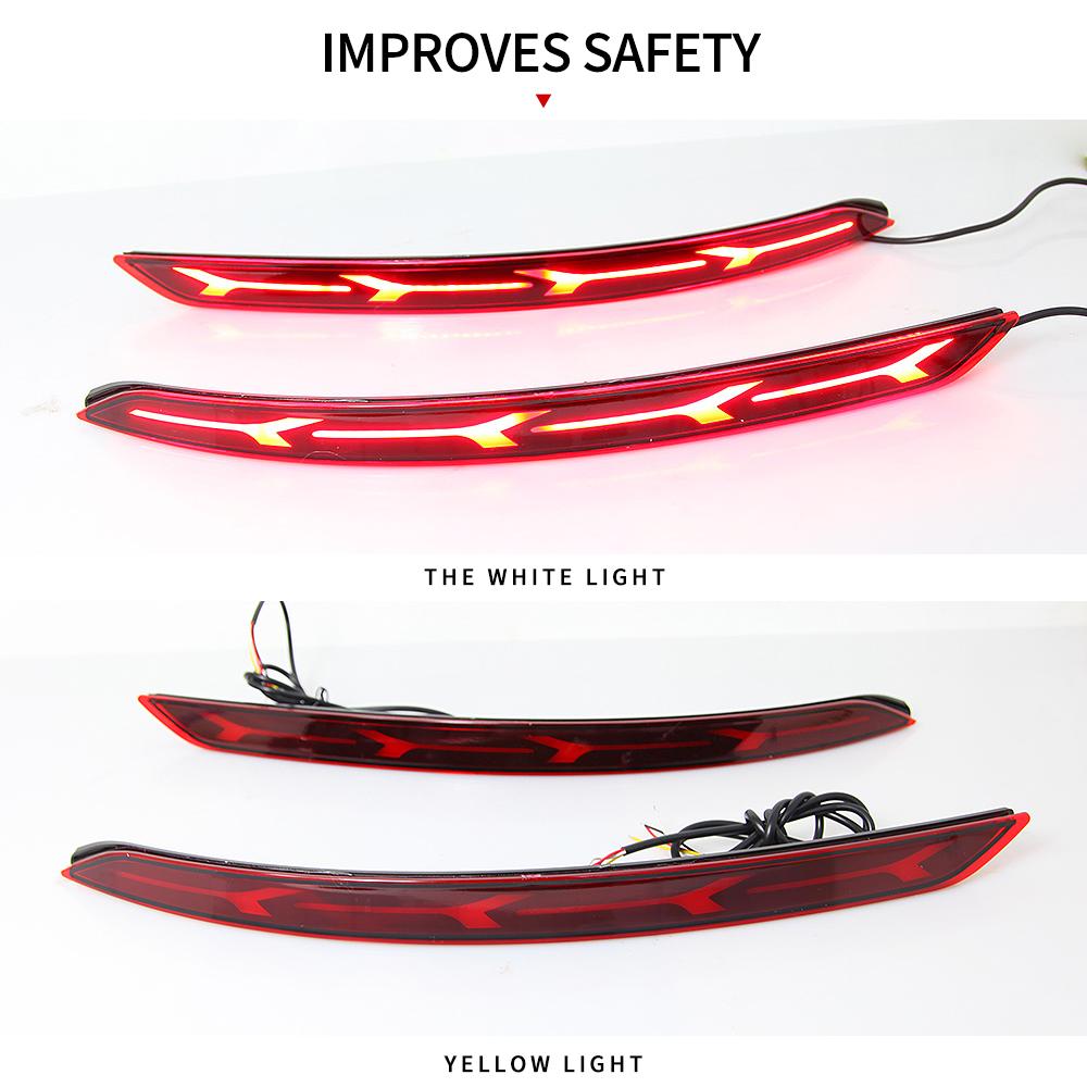 2 Pcs LED Reflector For Hyundai Elantra 2016 2017 2018 2019 2020 Rear Bumper Fog Lamp Brake Light Turn Signal Light