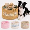 Pet Toy Storage Basket - Cotton Rope with Knot Handles, Color No Embroidery, for and Dog Toys, Treats and Accessories