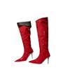 European and American pointed-toed thin-heeled boots for women in the autumn and winter of 2025, new nightclubs, niche patent leather glossy high boo