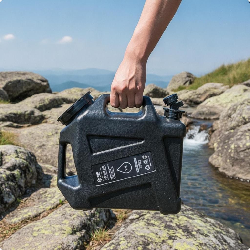 Contenant d'eau Seau de qualité alimentaire avec robinet pour campeurs, voyageurs, road trips Vert armée