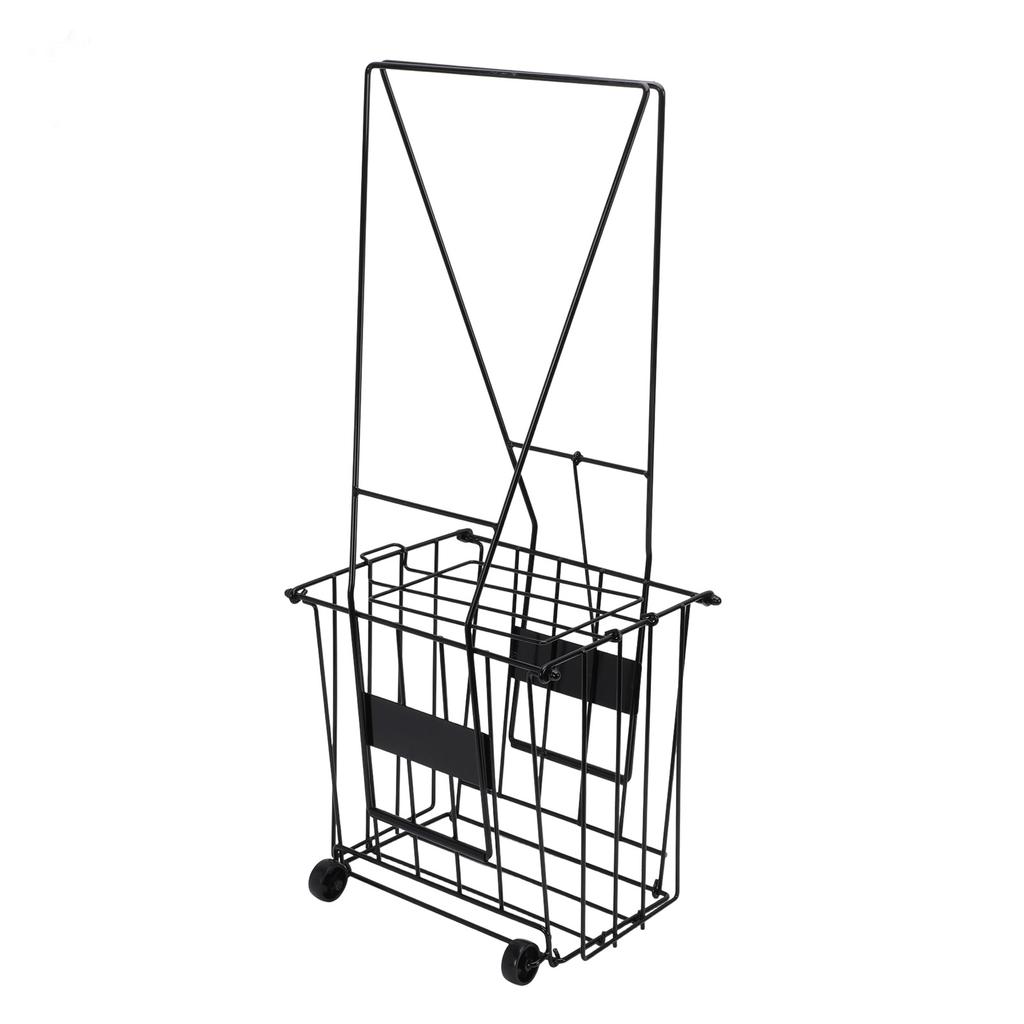 Portable Tennis Hopper Basket Multi Sport Sports Ball Pick Up Hopper with Rolling Casters Iron Frame Easy Grip Handle