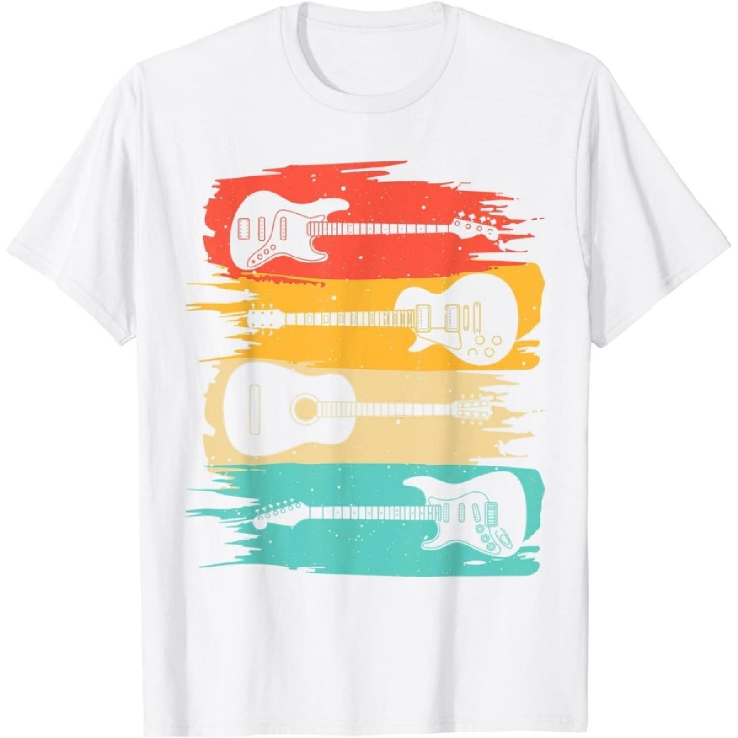 YBAB Vintage Guitar Gift for Men Women Music Band Guitarist Stuff T-Shirt Gift Unisex S