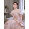 Evening dress women's 1011 new light luxury niche style adult ceremony Mori pink fugitive princess birthday wedding dress