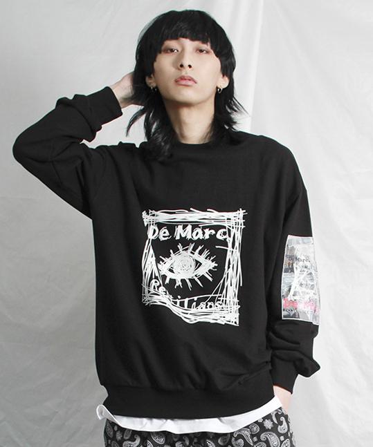 Deumakeu Square Graphic Sweatshirt Black